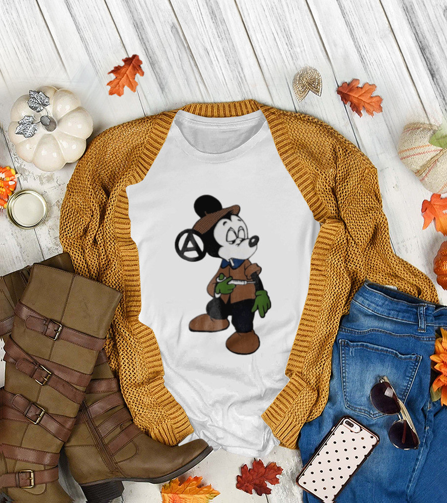 Bootleg Halftone Cartoon Mouse Anarchy Syringe T-Shirt