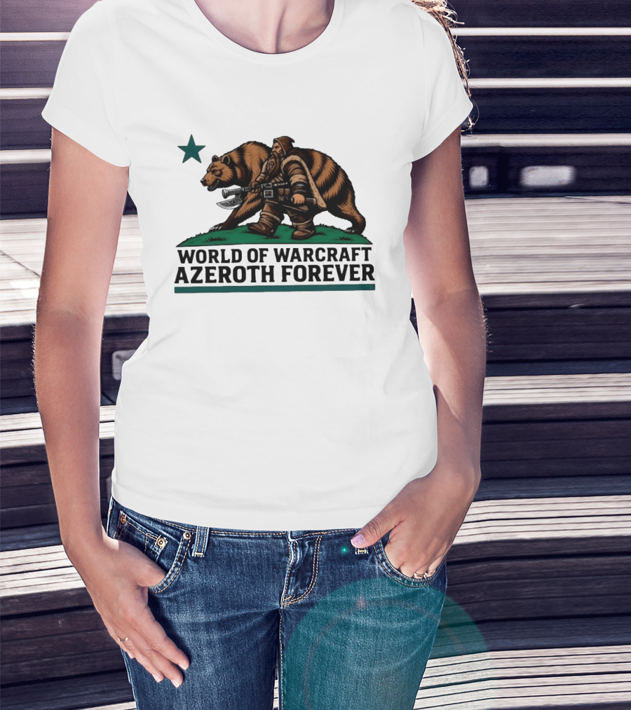 World Of Warcraft Azeroth Forever Dwarf With Bear Companion T-Shirt