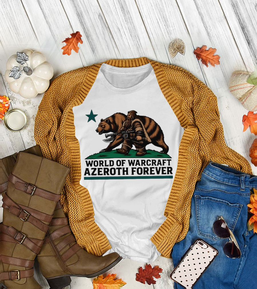 World Of Warcraft Azeroth Forever Dwarf With Bear Companion T-Shirt
