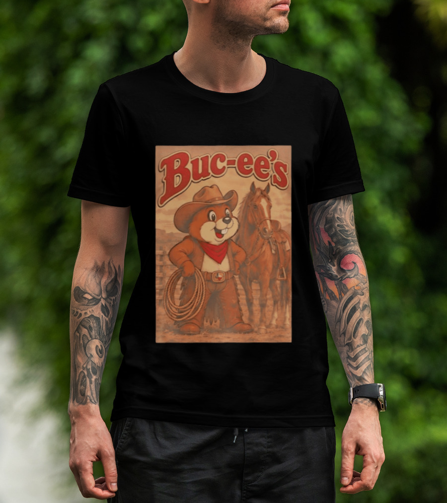 Buc Ee's Cowboy Western Sunset Horse And Lasso T-Shirt