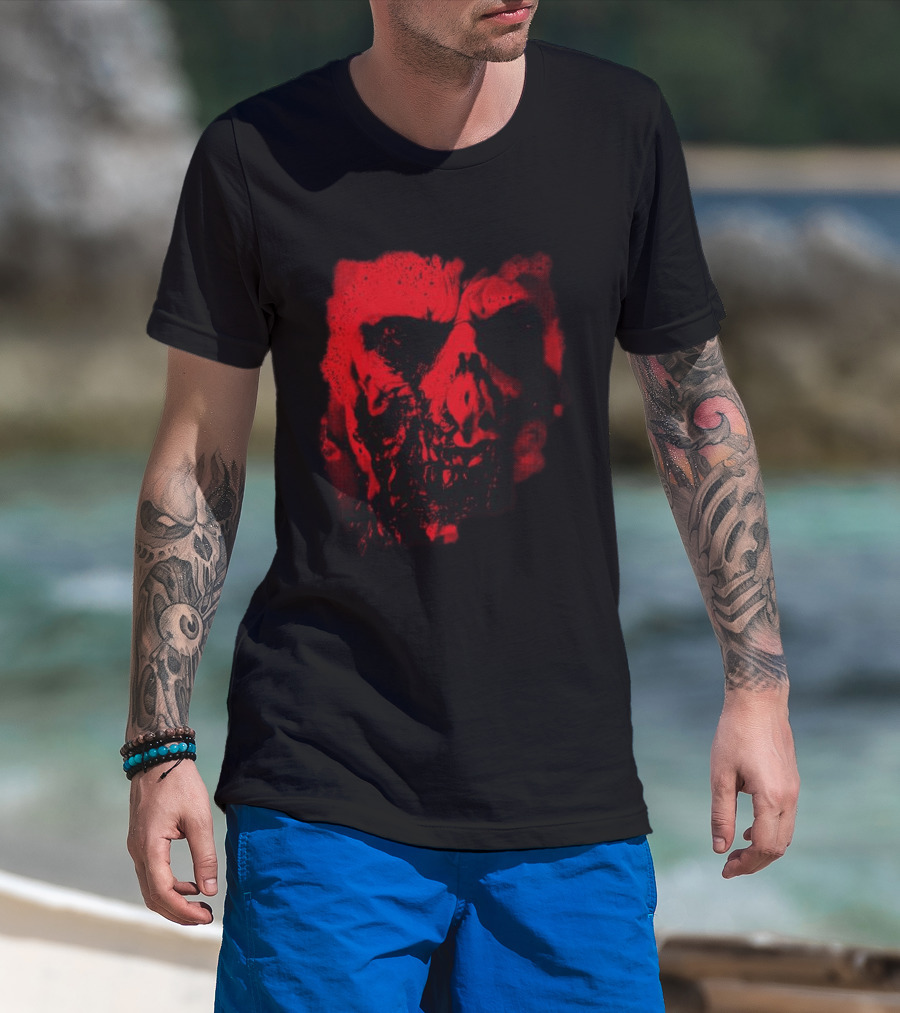 Heavy Spoilers Shop Infected Skull Horror Face T-Shirt