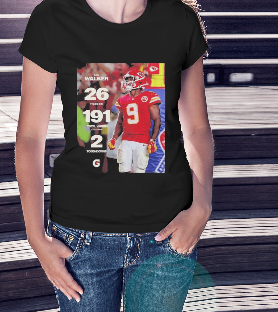Ken Walker Kansas City Chiefs Career High 26 Touches 191 Total Yards 2 Touchdowns T-Shirt