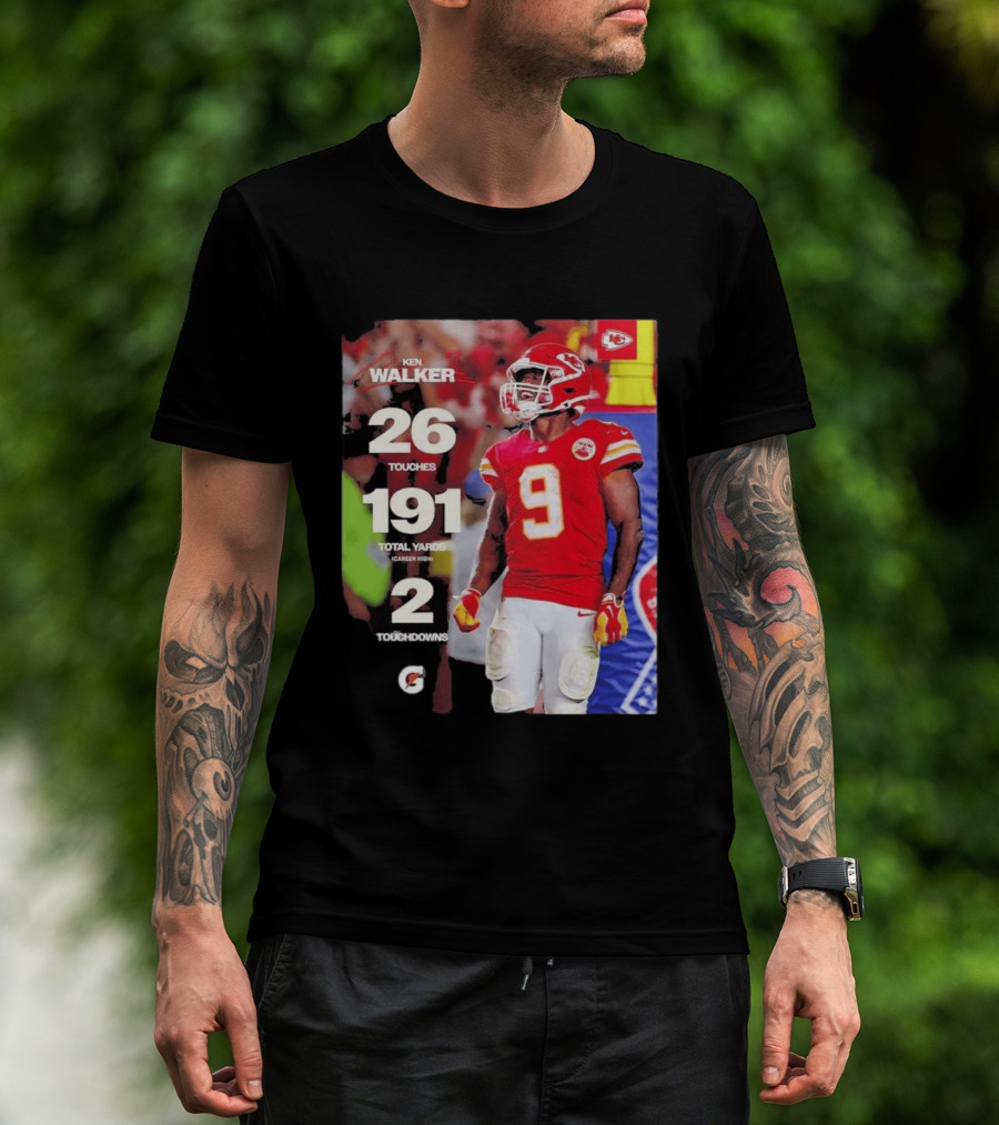 Ken Walker Kansas City Chiefs Career High 26 Touches 191 Total Yards 2 Touchdowns T-Shirt