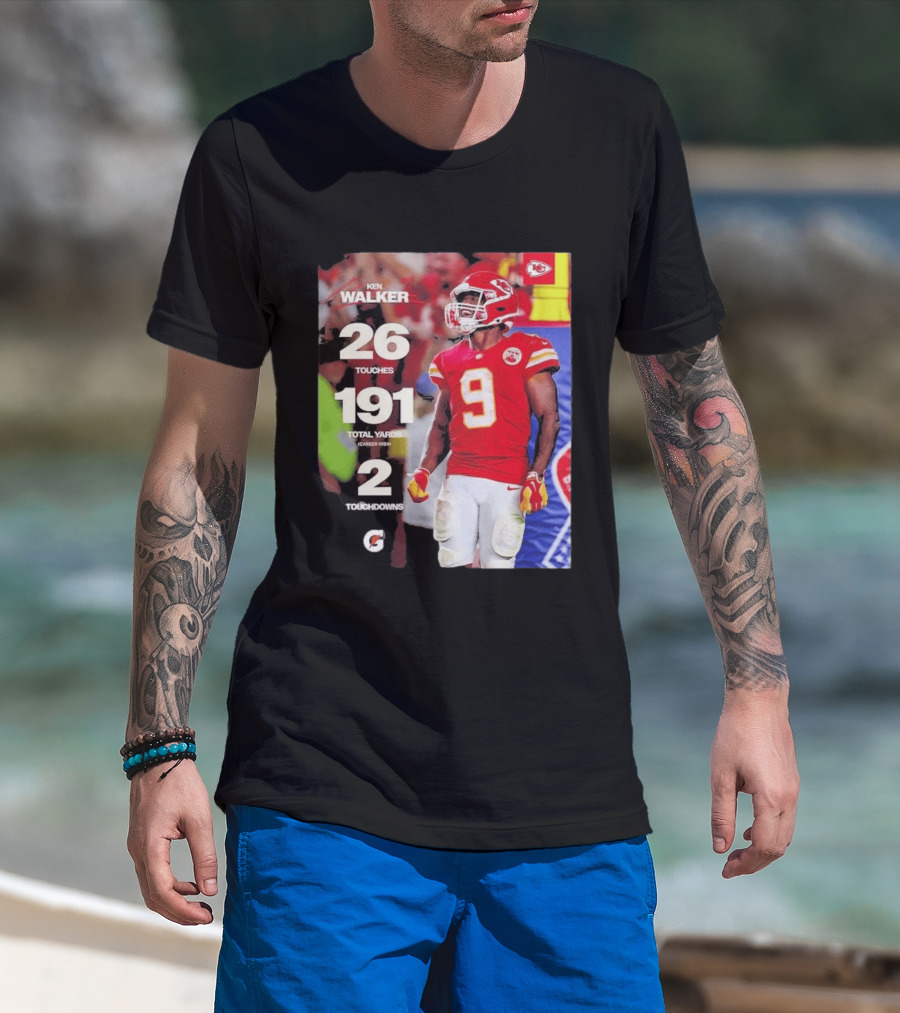 Ken Walker Kansas City Chiefs Career High 26 Touches 191 Total Yards 2 Touchdowns T-Shirt