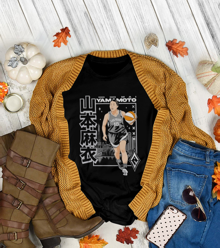 Las Vegas Aces Mai Yamamoto Anime Basketball City Skyline T-Shirt