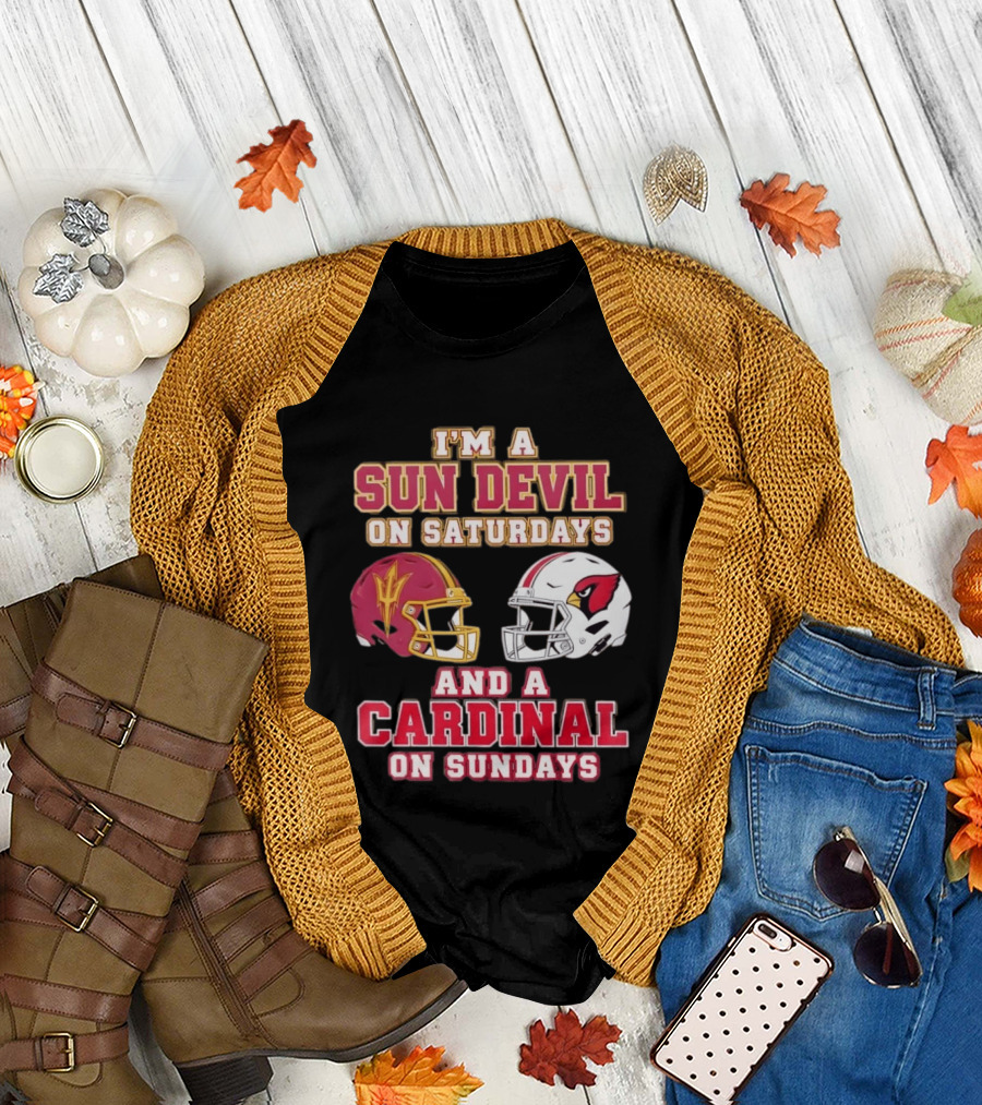 I'm A Sun Devil On Saturdays And A Cardinal On Sundays Helmet T-Shirt