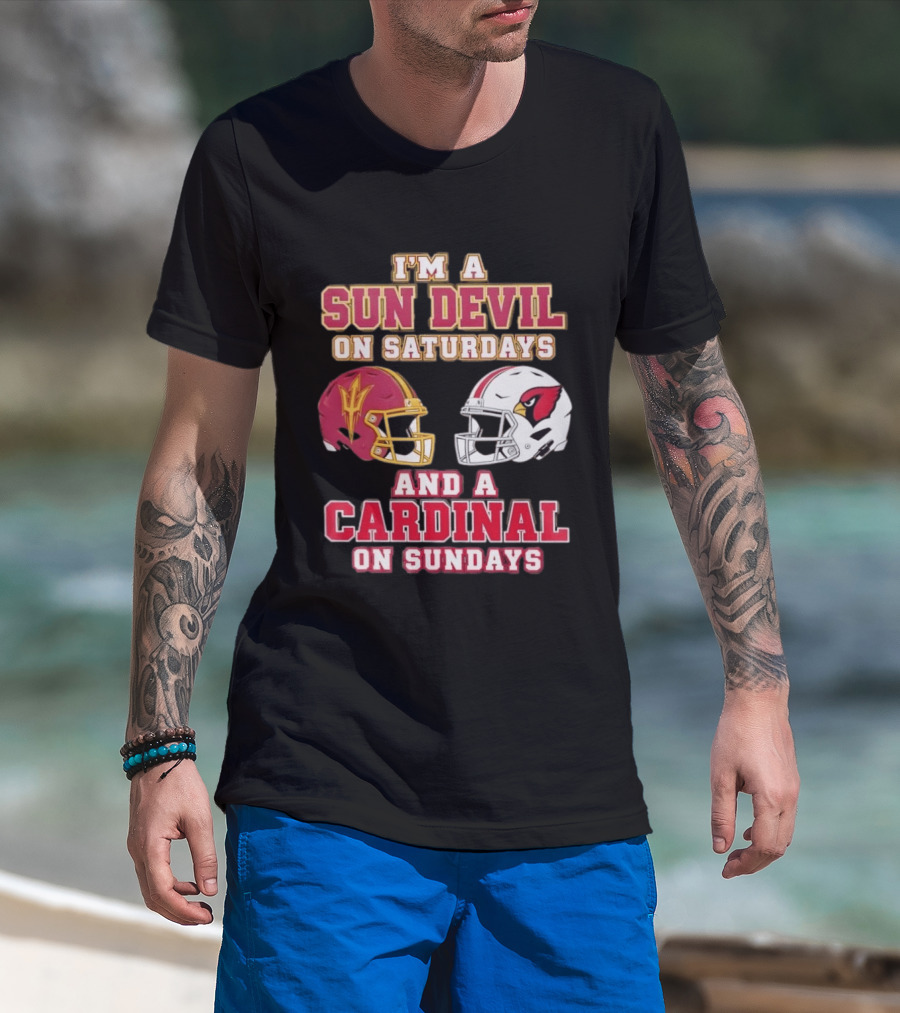 I'm A Sun Devil On Saturdays And A Cardinal On Sundays Helmet T-Shirt