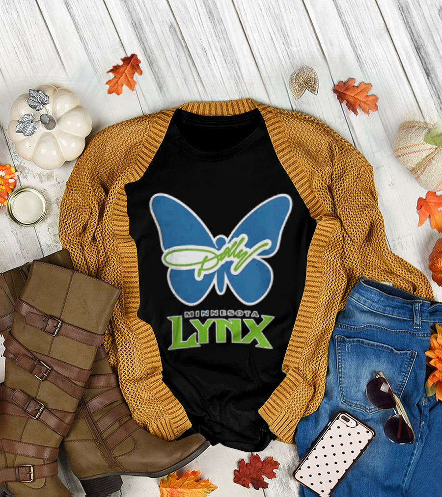 Minnesota Lynx WNBA Blue Butterfly Dolly Green Script T-Shirt
