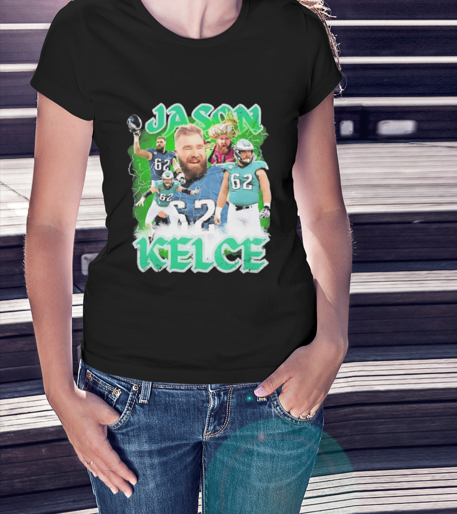 Jason Kelce 62 Philadelphia Eagles Vintage Style Football Fan T-Shirt