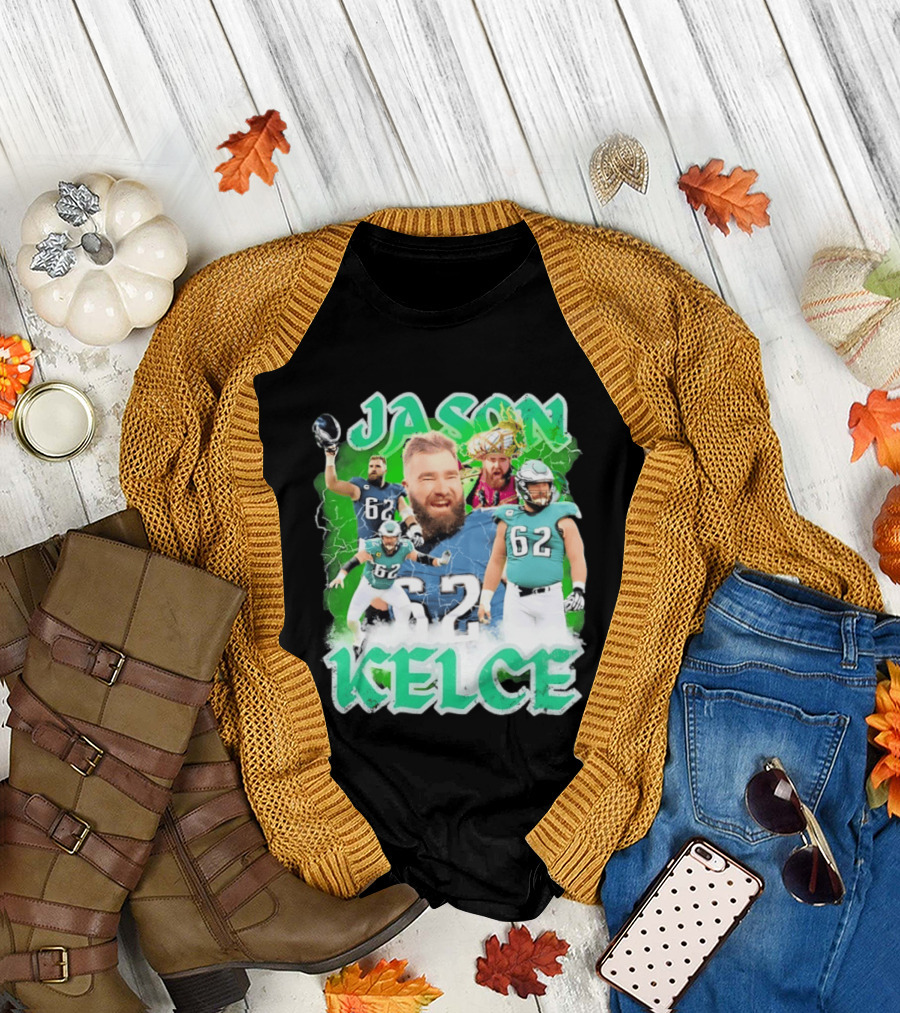 Jason Kelce 62 Philadelphia Eagles Vintage Style Football Fan T-Shirt