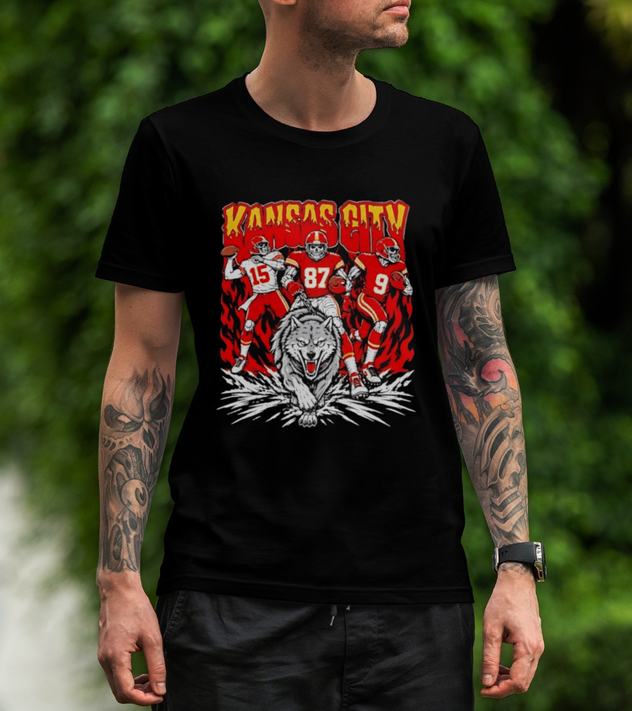 Kansas City Chiefs 15 87 9 Players With Wolf T-Shirt