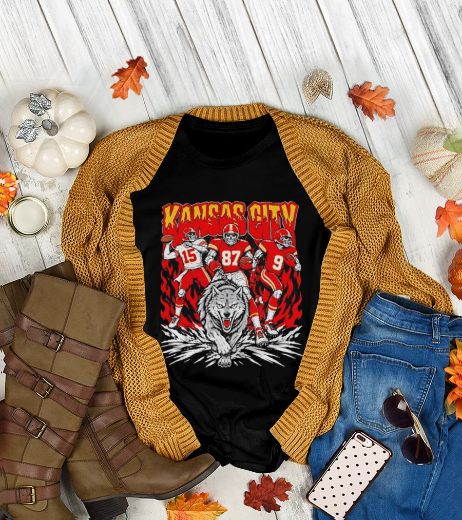 Kansas City Chiefs 15 87 9 Players With Wolf T-Shirt