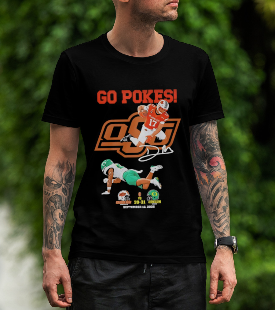 Oklahoma State Cowboys OSU Football Victory Over Oregon Ducks Go Pokes 2022 Game Score 39 31 T-Shirt