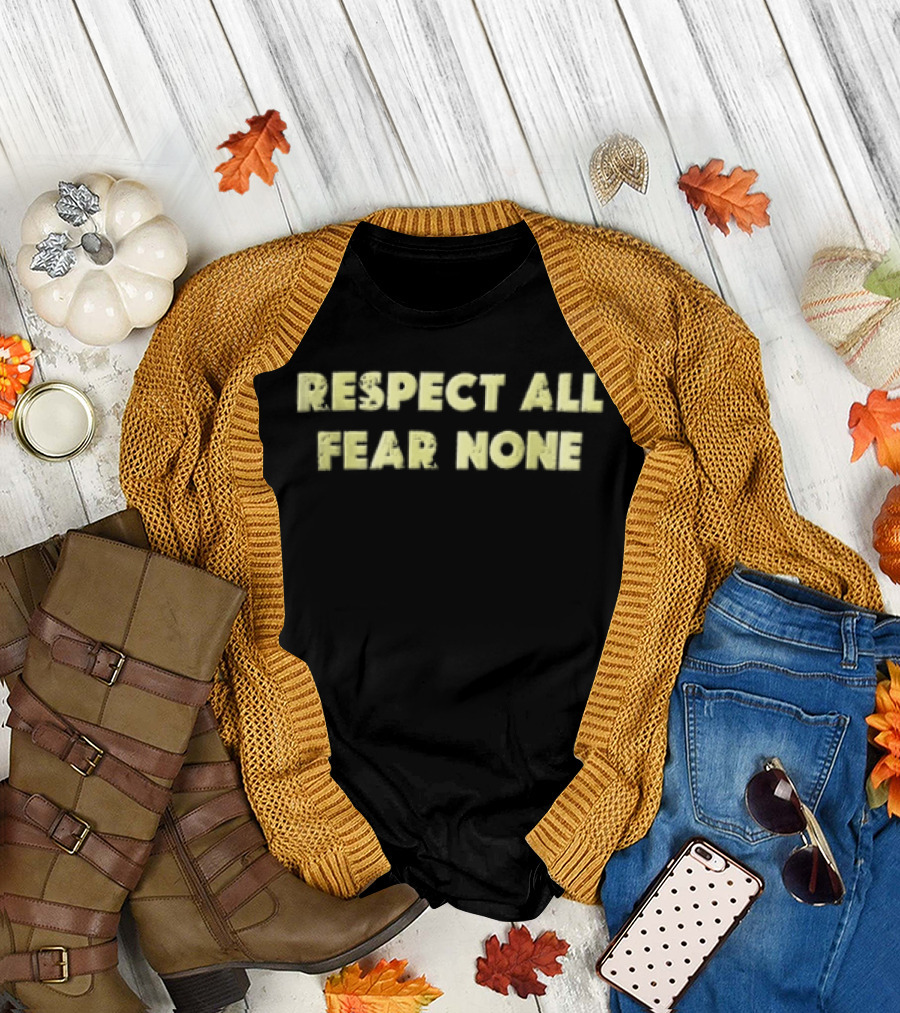 Respect All Fear None Yellow Distressed T-Shirt