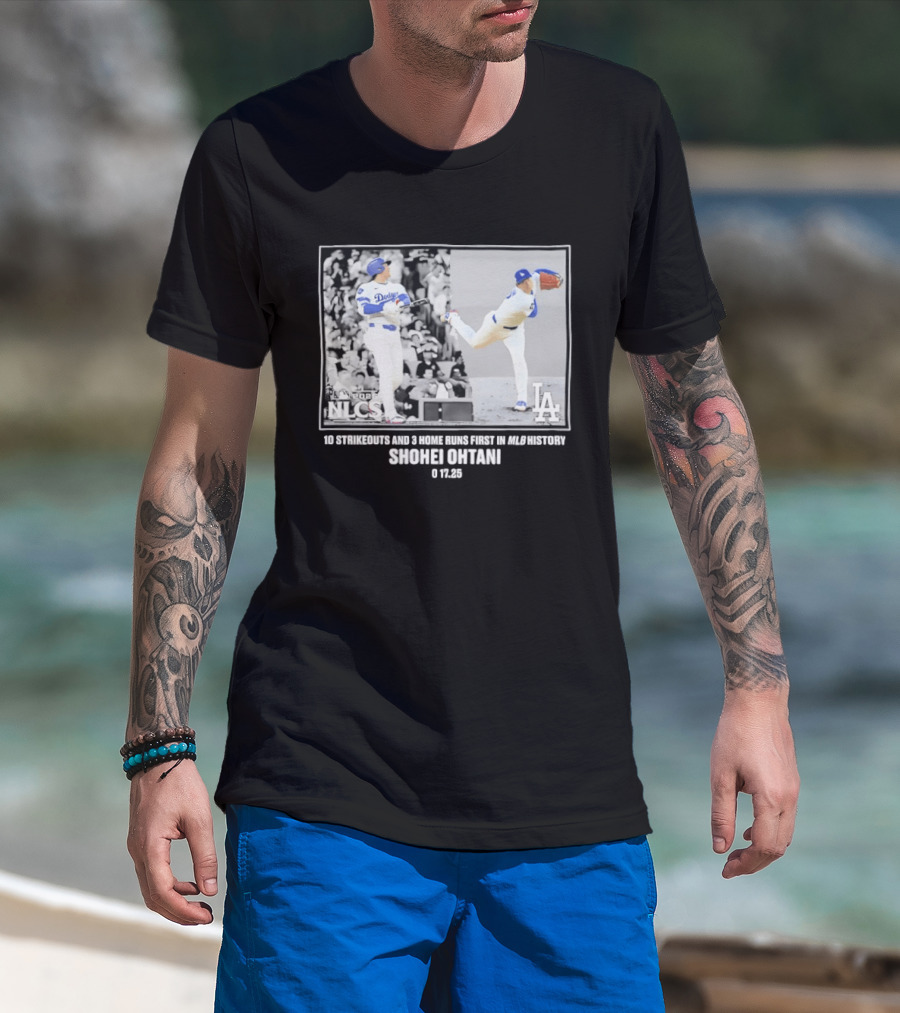 Shohei Ohtani Los Angeles Dodgers 2025 NLCS 10 Strikeouts 3 Home Runs MLB History T-Shirt