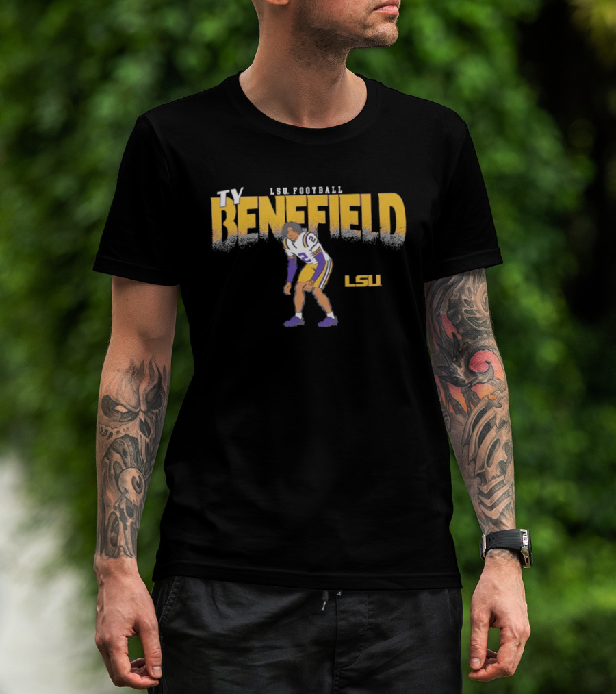 Ty Benefield No 2 LSU Football Tigers Paintbrush T-Shirt