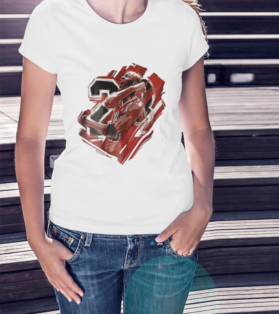 Basketball Player Number 23 Celebration Red Brushstrokes T-Shirt