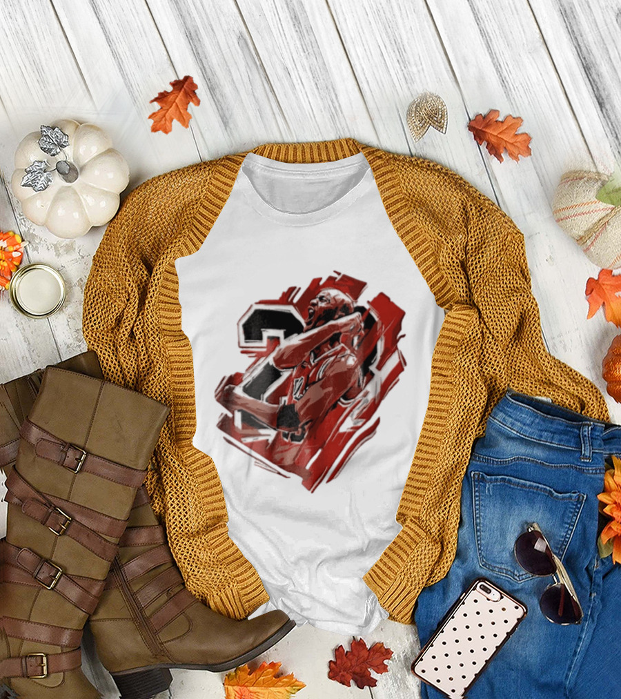 Basketball Player Number 23 Celebration Red Brushstrokes T-Shirt