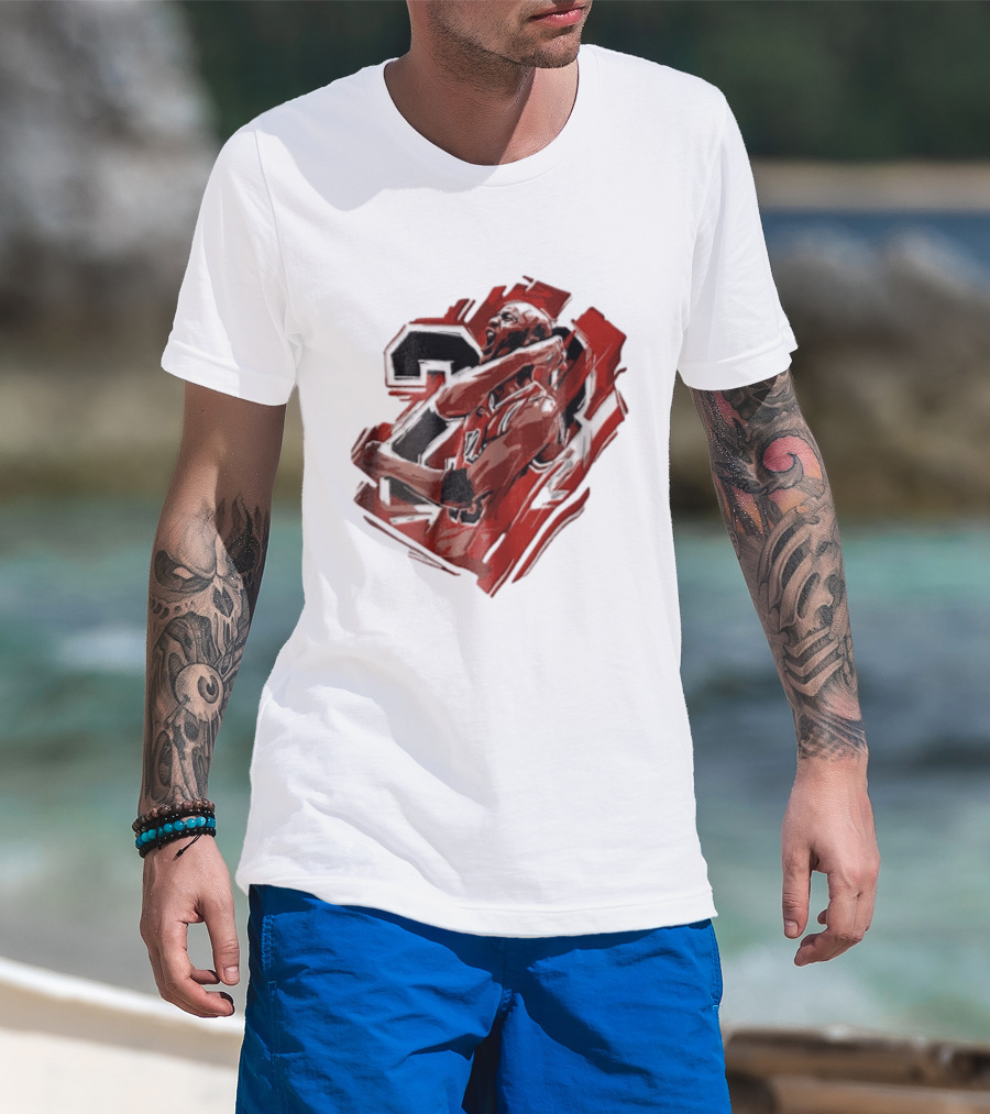 Basketball Player Number 23 Celebration Red Brushstrokes T-Shirt