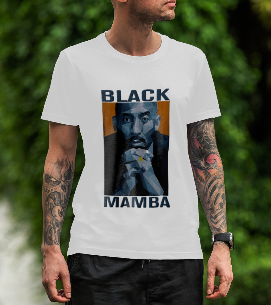 Black Mamba Low Poly Geometric Hands Clasped Orange T-Shirt