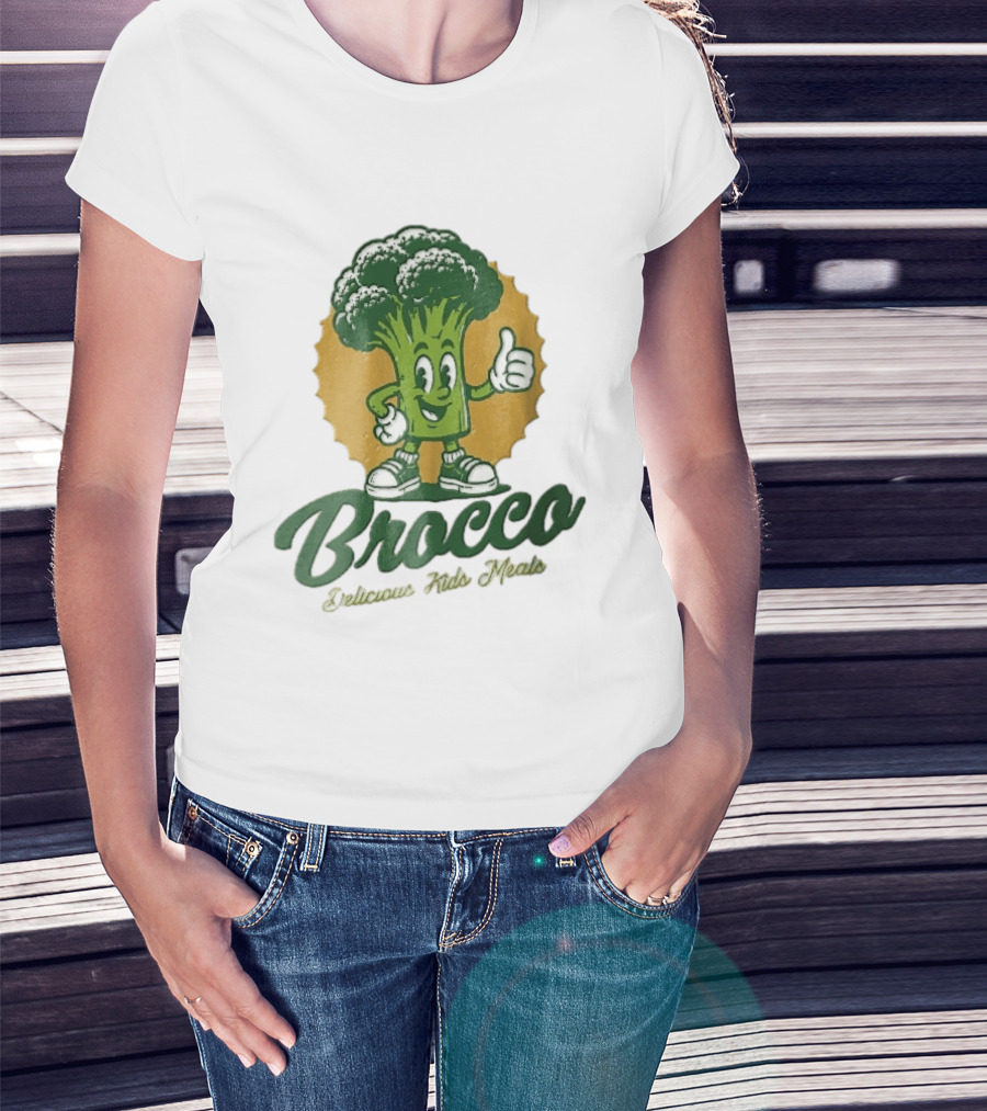 Brocco Delicious Kids Meals Cartoon Broccoli Thumbs Up T-Shirt