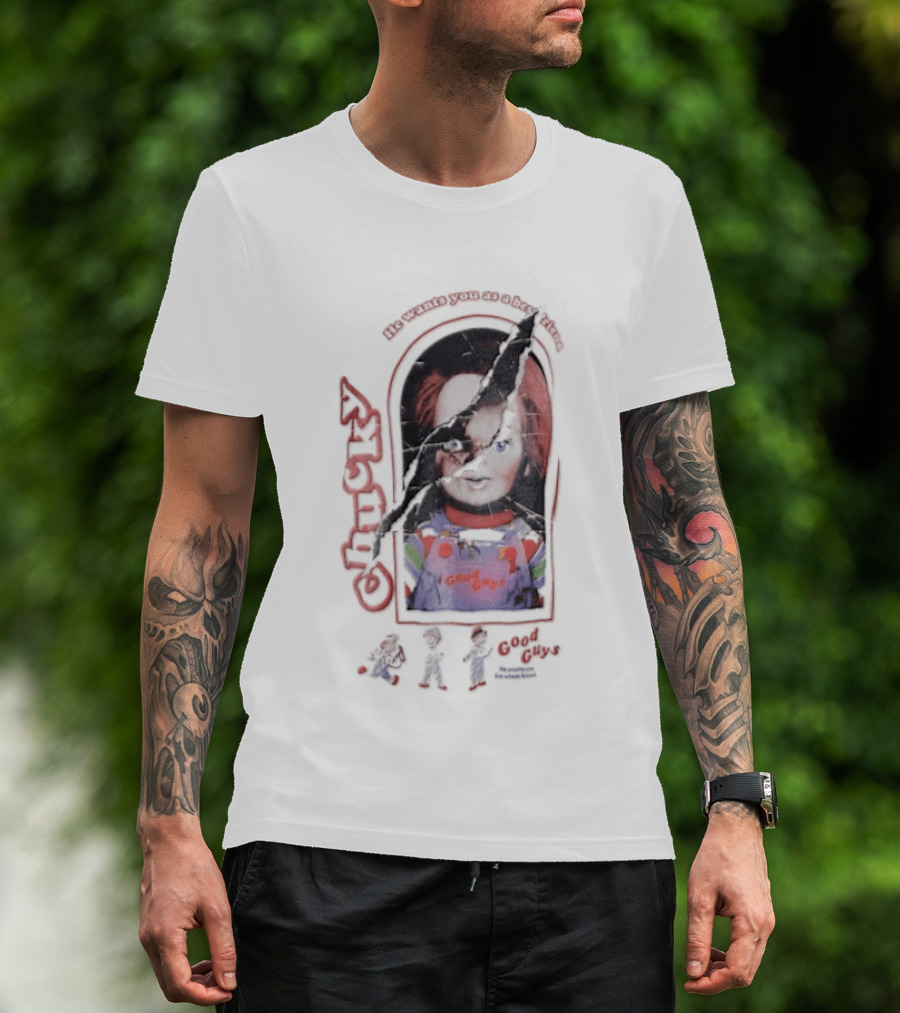 Chucky He Wants You As A Best Friend Good Guys Doll Cartoon Figures T-Shirt