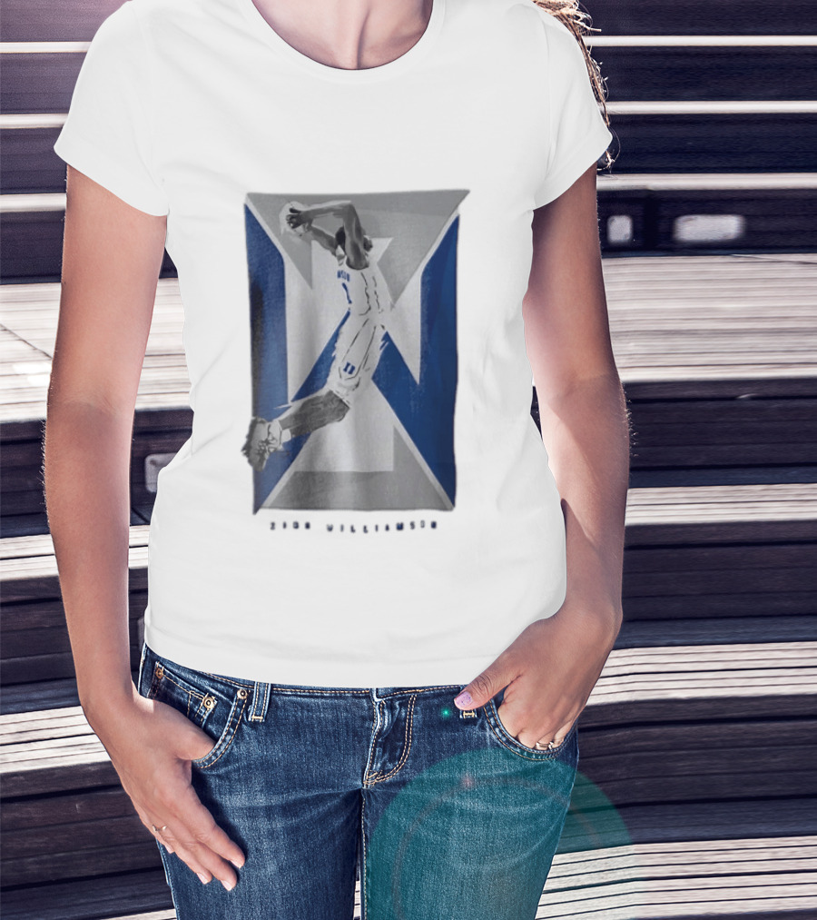 Duke Blue Devils NCAA Zion Williamson Basketball Player Dunking Geometric Number 1 T-Shirt