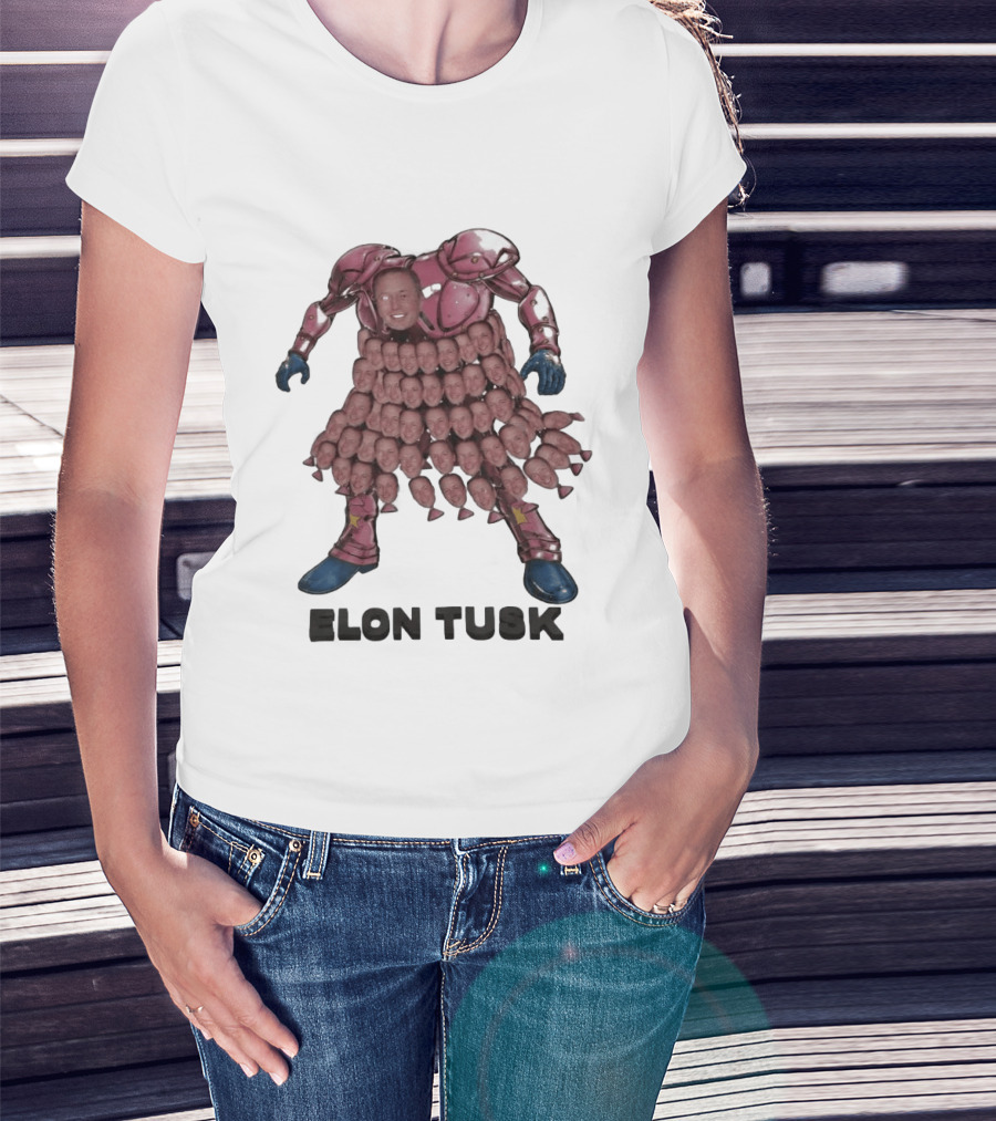 Elon Tusk Bootleg Collage Meme Unique Robot Face Fusion T-Shirt