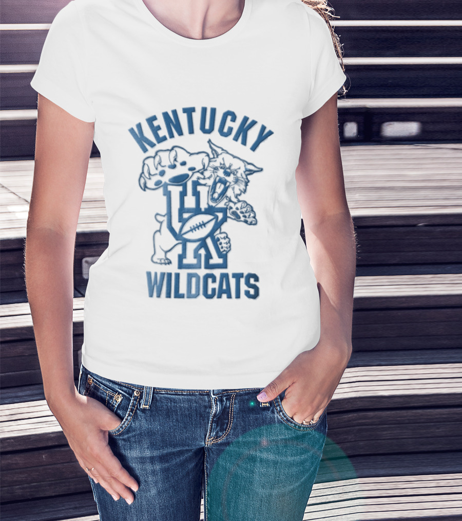 Kentucky Wildcats Roaring Big Paw Monogram UK Football T-Shirt