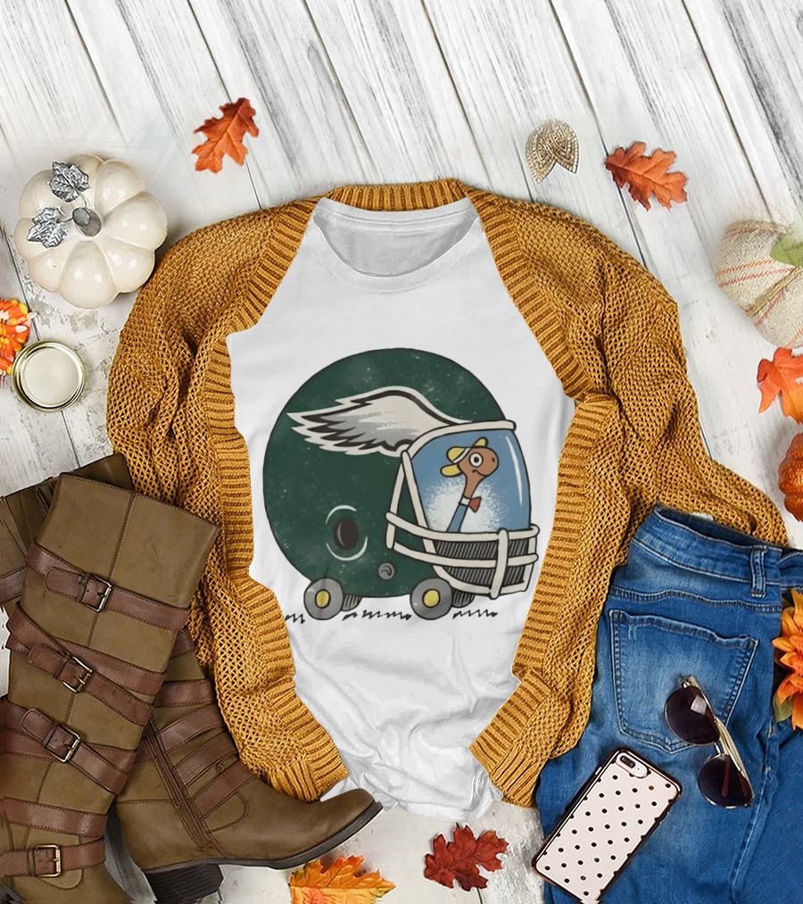Philadelphia Eagles Worm Inside Football Helmet Sports Humor T-Shirt