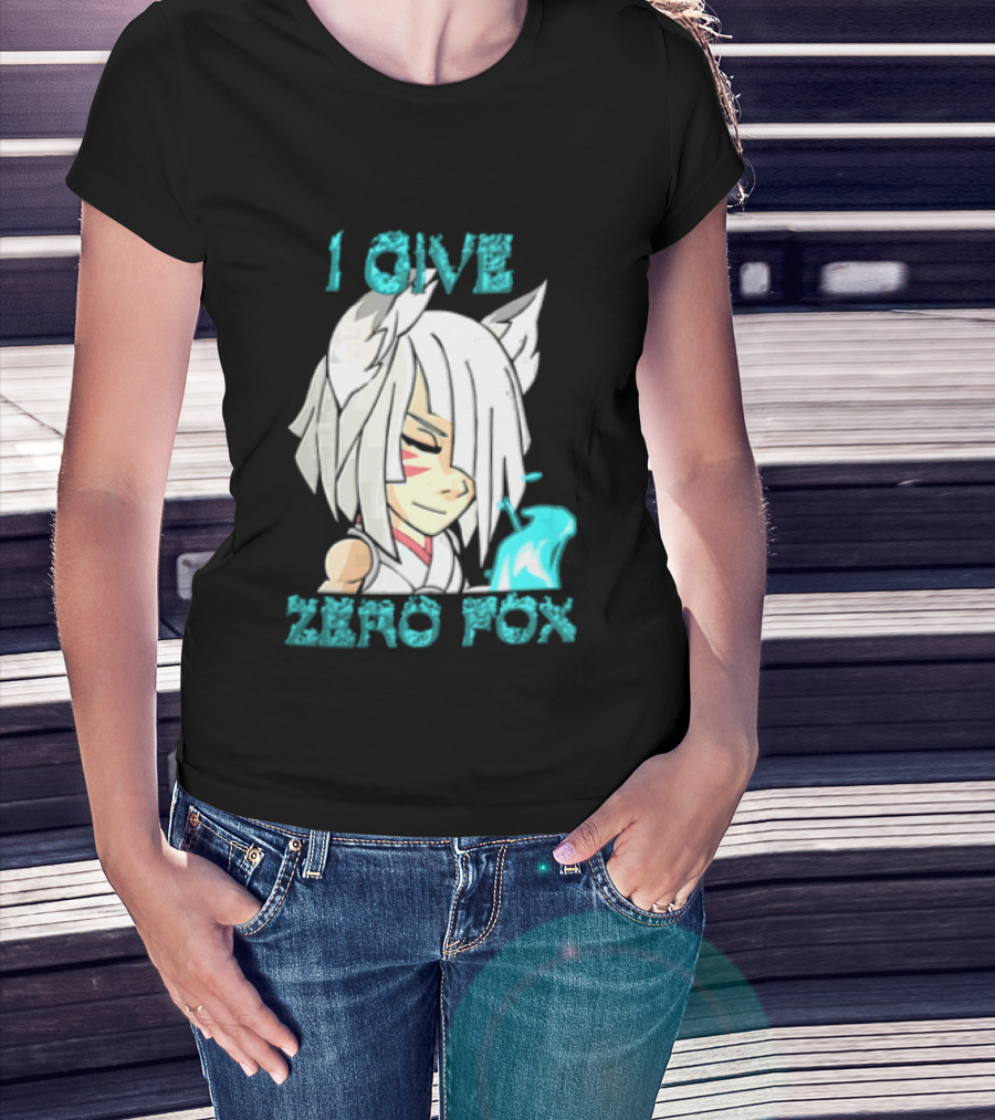 I Give Zero Fox White Hair Kitsune Blue Flame T-Shirt