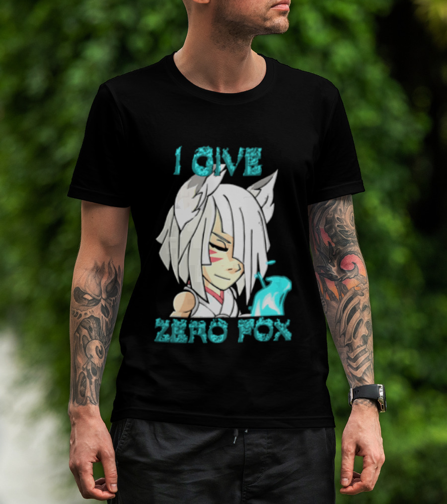 I Give Zero Fox White Hair Kitsune Blue Flame T-Shirt