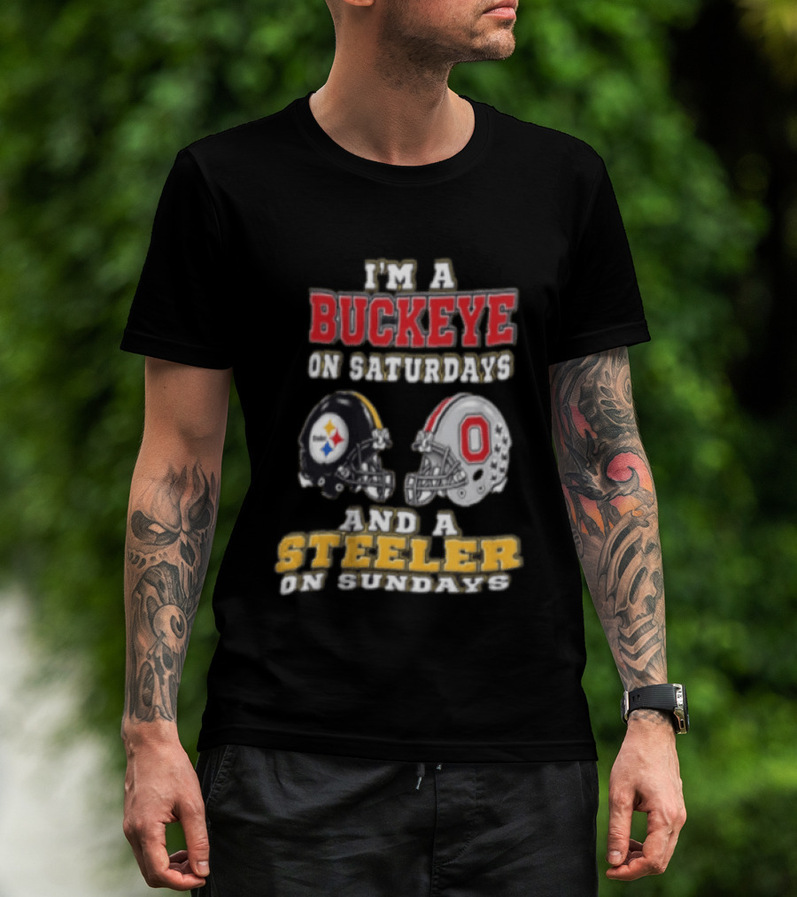 Ohio State Buckeye Saturdays Pittsburgh Steeler Sundays Fan T-Shirt