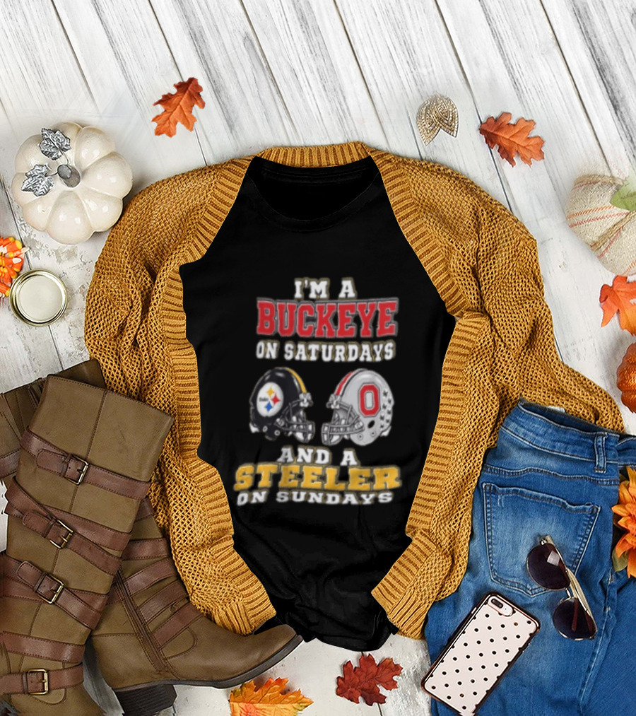 Ohio State Buckeye Saturdays Pittsburgh Steeler Sundays Fan T-Shirt