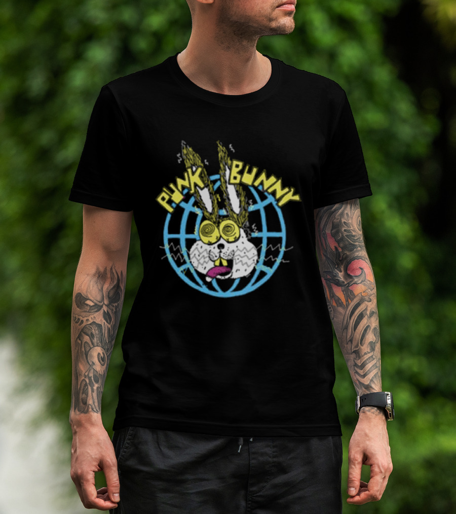 Punk Bunny Store Trucker Hat With Vibrant Bunny And Electric World Motif T-Shirt
