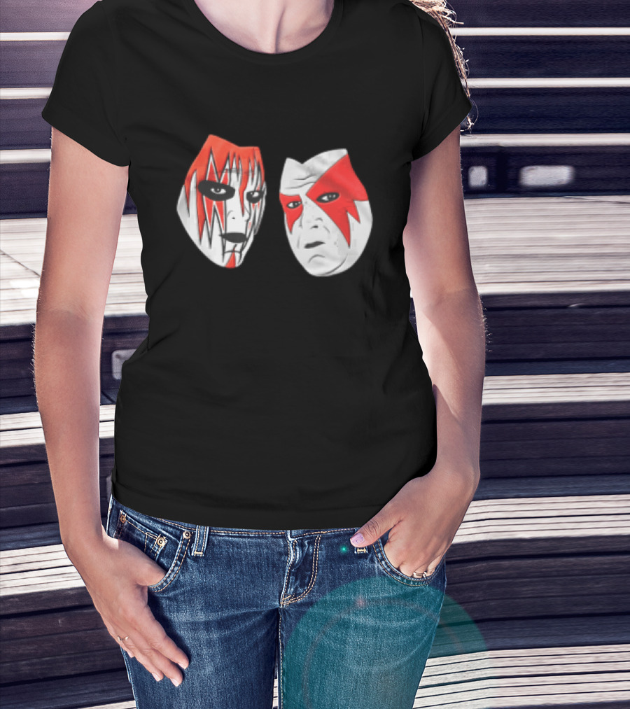 Red And White Face Paint Wrestler Cartoon Caricatures T-Shirt