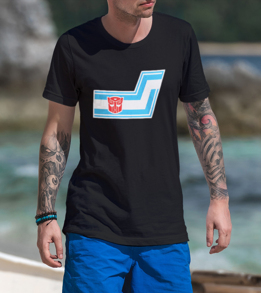 Transformers Autobots Red Insignia Blue White Racing Stripes Chevron Stickers T-Shirt