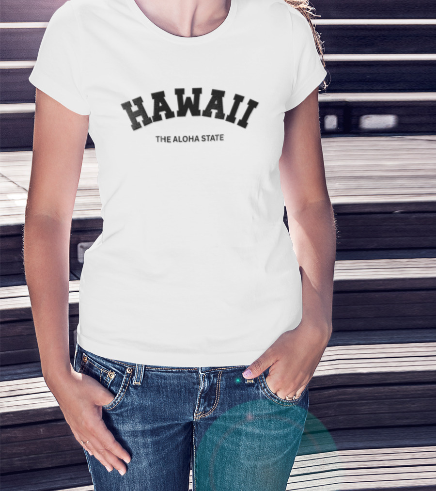 Hawaii The Aloha State Arched Varsity Athletic T-Shirt