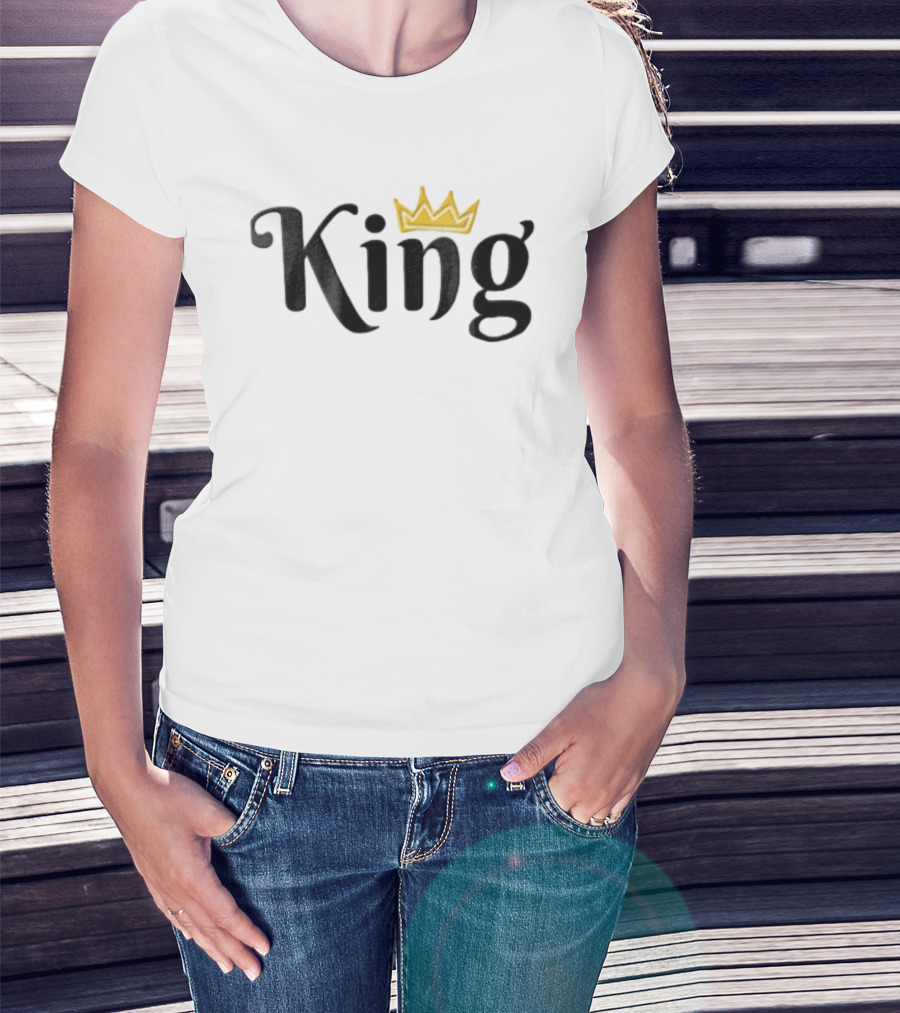 King Black Script Gold Crown Lettering T-Shirt