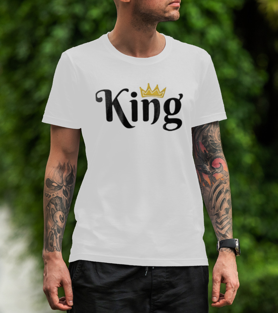 King Black Script Gold Crown Lettering T-Shirt