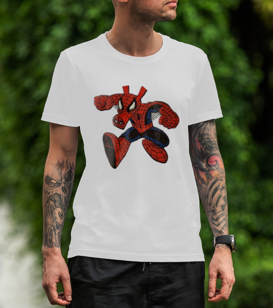 Marvel Comics Cartoon Spider Ham Peter Porker 1986 Pig Suit T-Shirt