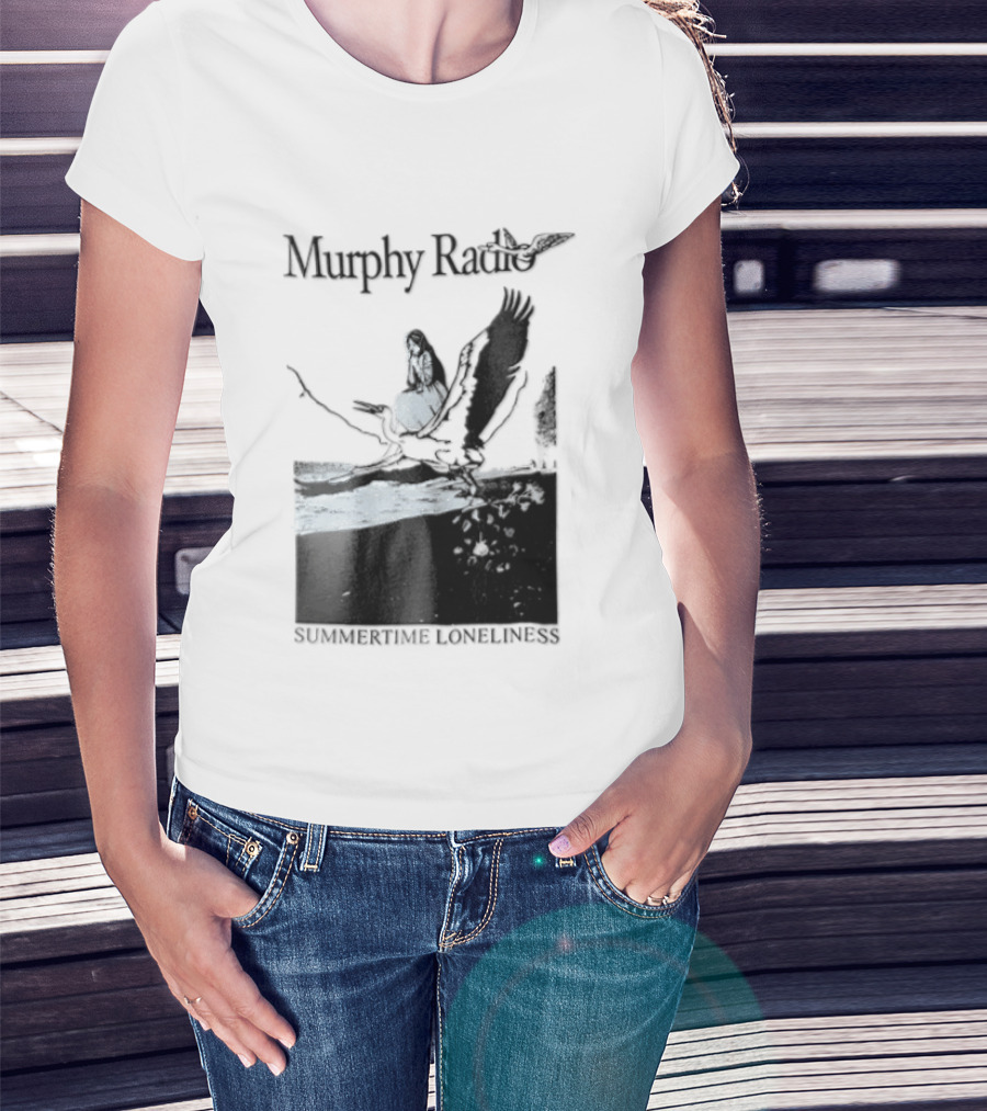 Murphy Radio Summertime Loneliness Woman On Flying Crane At Shore Line T-Shirt