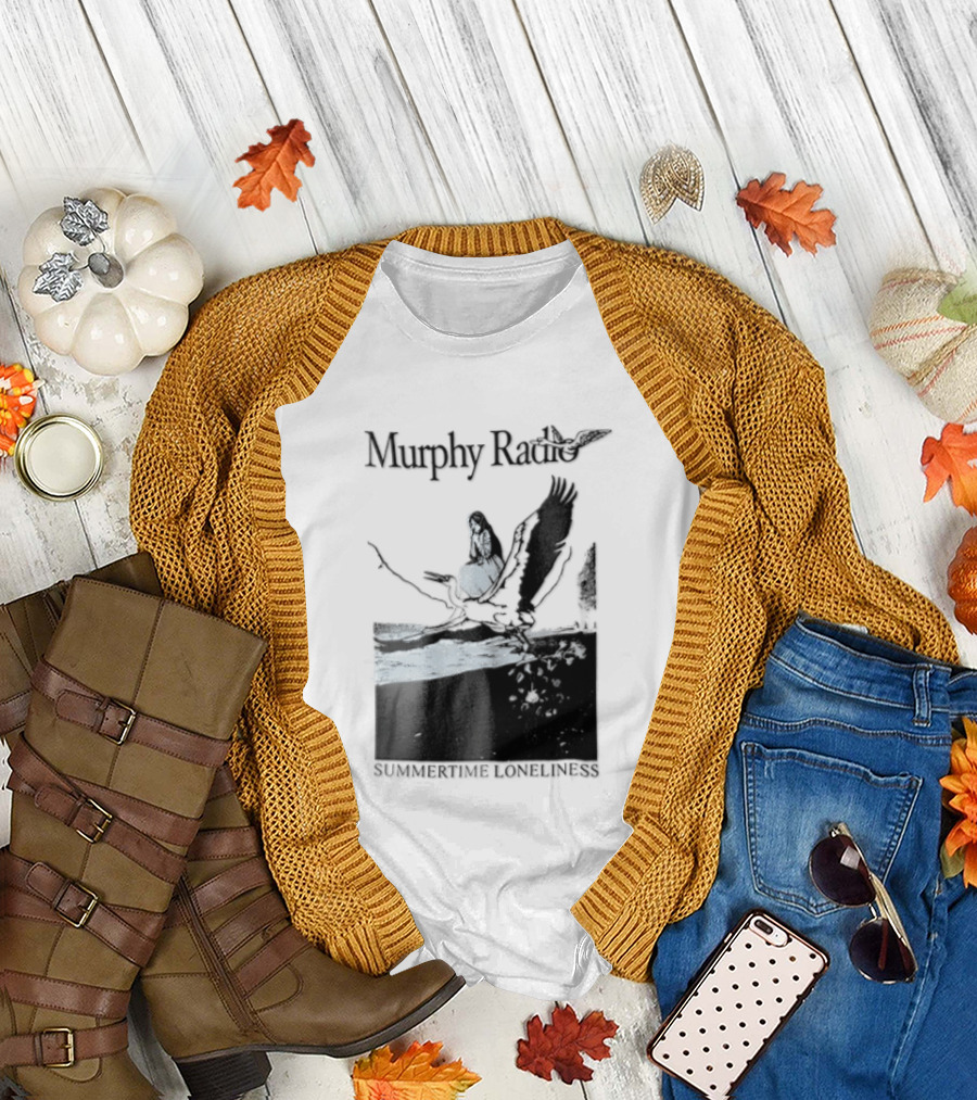 Murphy Radio Summertime Loneliness Woman On Flying Crane At Shore Line T-Shirt