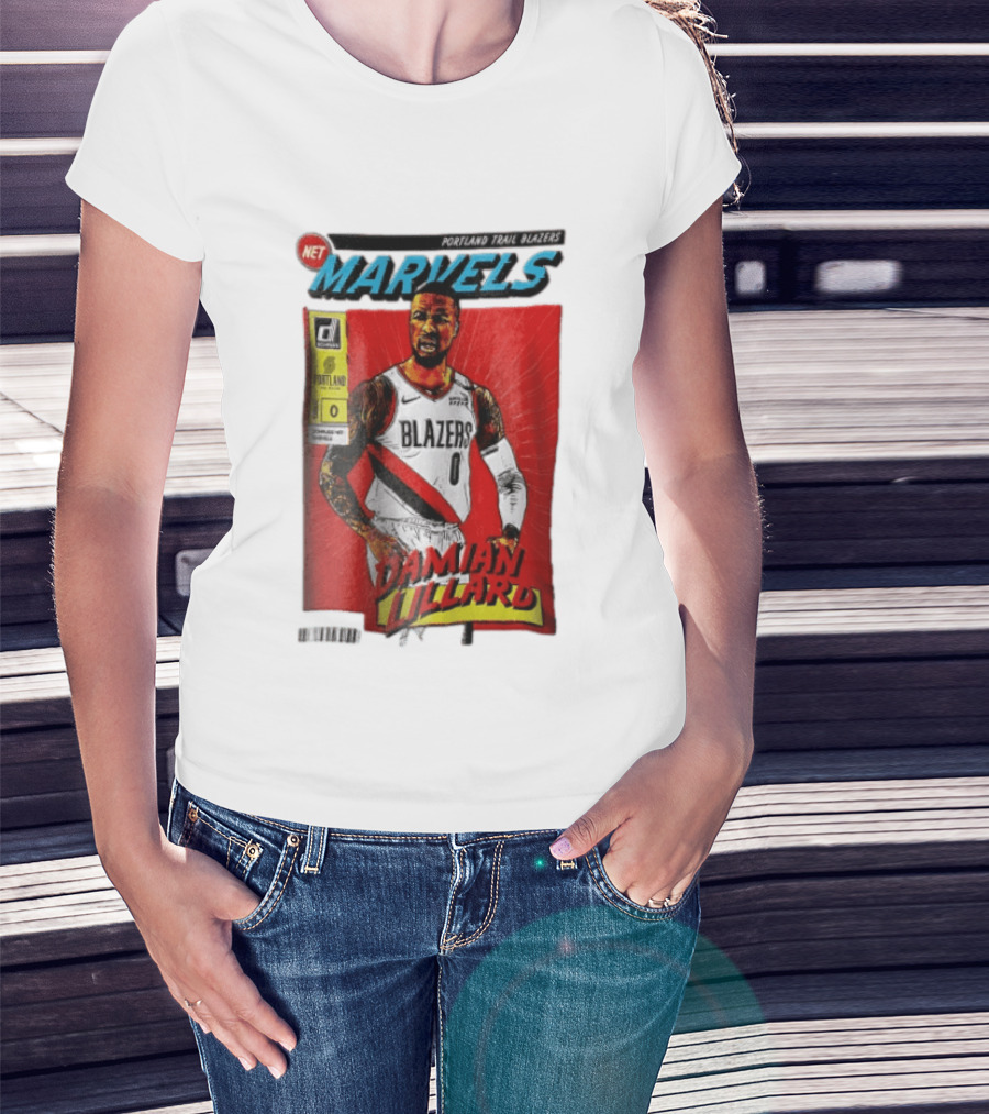 Portland Trail Blazers Net Marvels Damian Lillard Comic Cover NBA Issue 0 Halftone T-Shirt