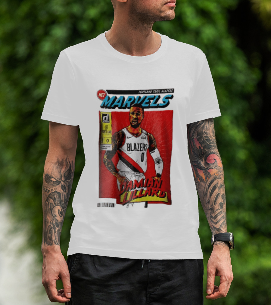 Portland Trail Blazers Net Marvels Damian Lillard Comic Cover NBA Issue 0 Halftone T-Shirt