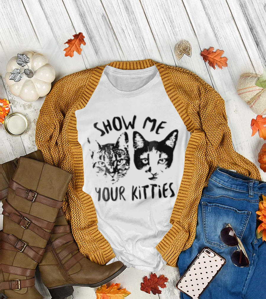Show Me Your Kitties Tabby Tuxedo Cat Heads T-Shirt