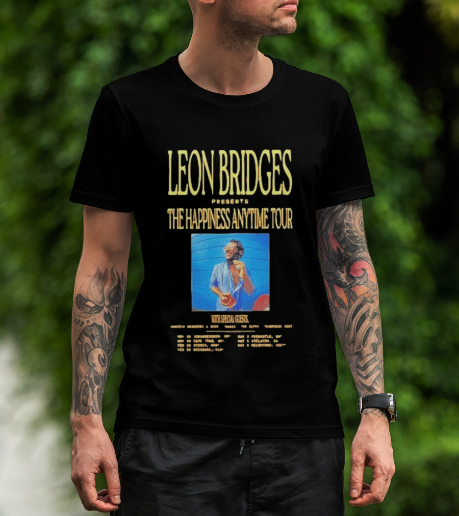 Leon Bridges Presents The Happiness Anytime Tour 2026 With Special Guests Tour Dates Chicago Los Angeles Atlanta T-Shirt
