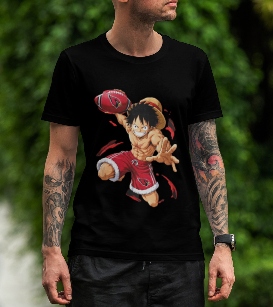 Arizona Cardinals Straw Hat Anime Football Player Action T-Shirt