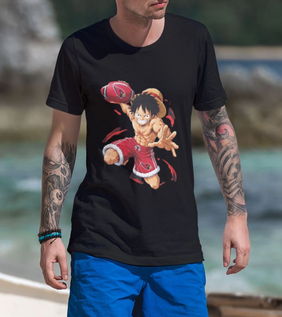 Arizona Cardinals Straw Hat Anime Football Player Action T-Shirt