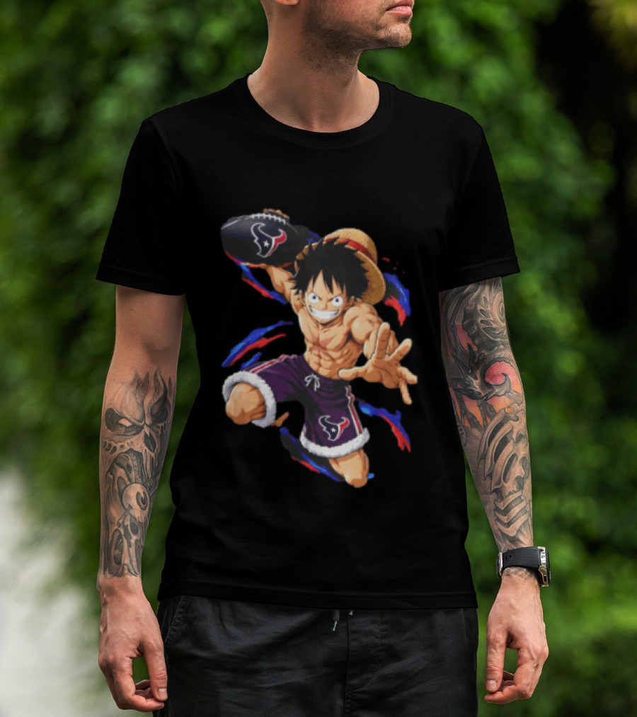 Anime Luffy Houston Texans Football Fan T-Shirt